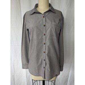 The North Face Button Front Performance Shirt Women's Size Small Gray Hiking EUC